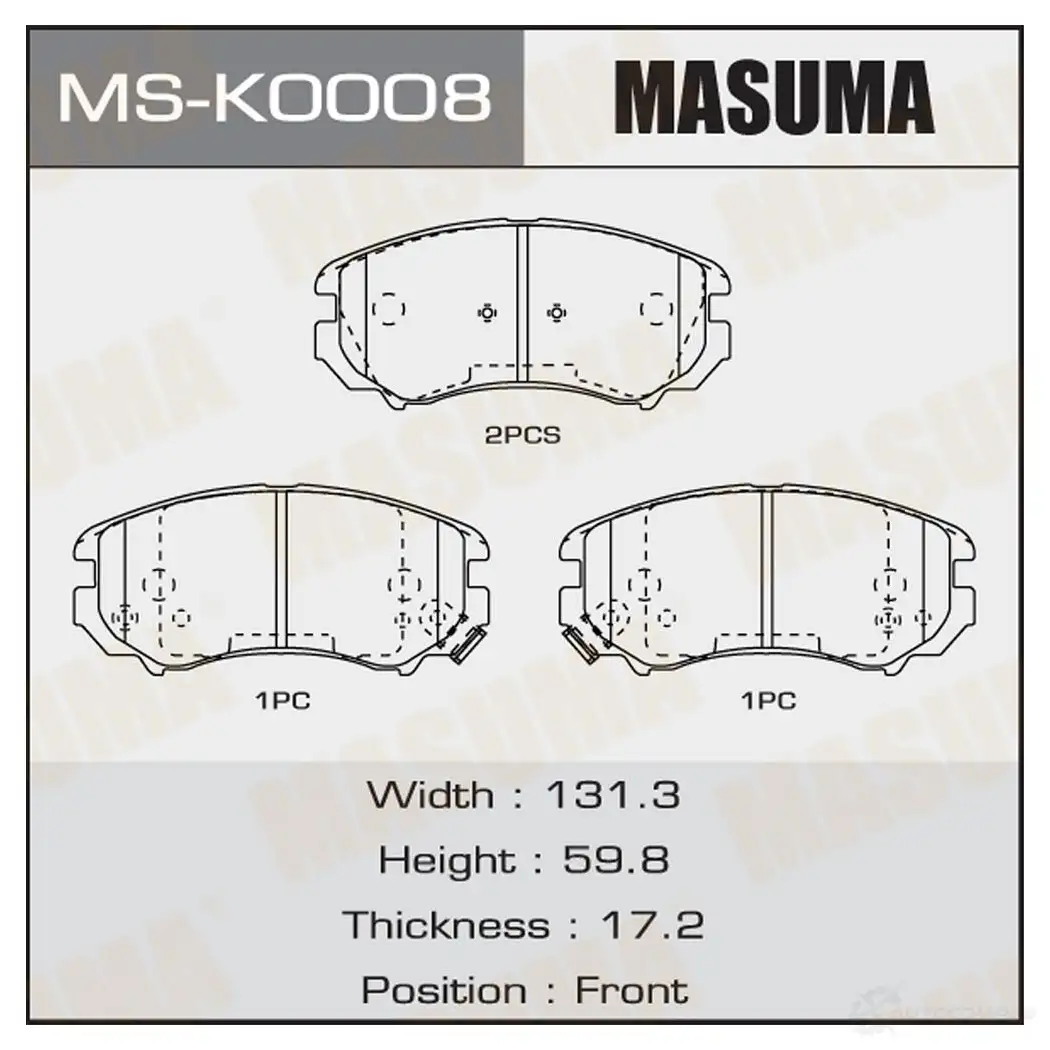 Колодки тормозные дисковые MASUMA MS-K0008 H 71RSZ 4560116723720 1422881678 изображение 0