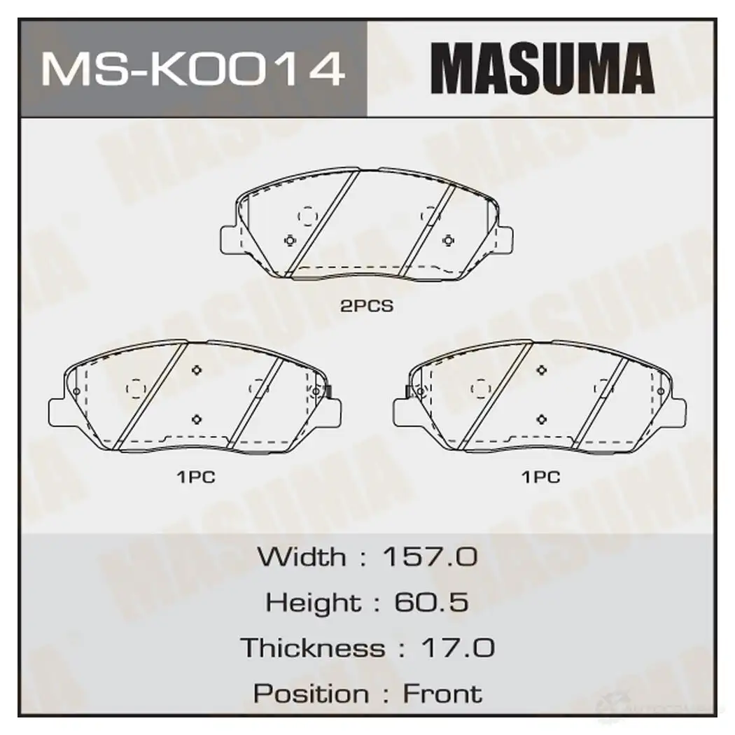 Колодки тормозные дисковые MASUMA 1420577377 CG2 2R 4560116723775 MS-K0014 изображение 0