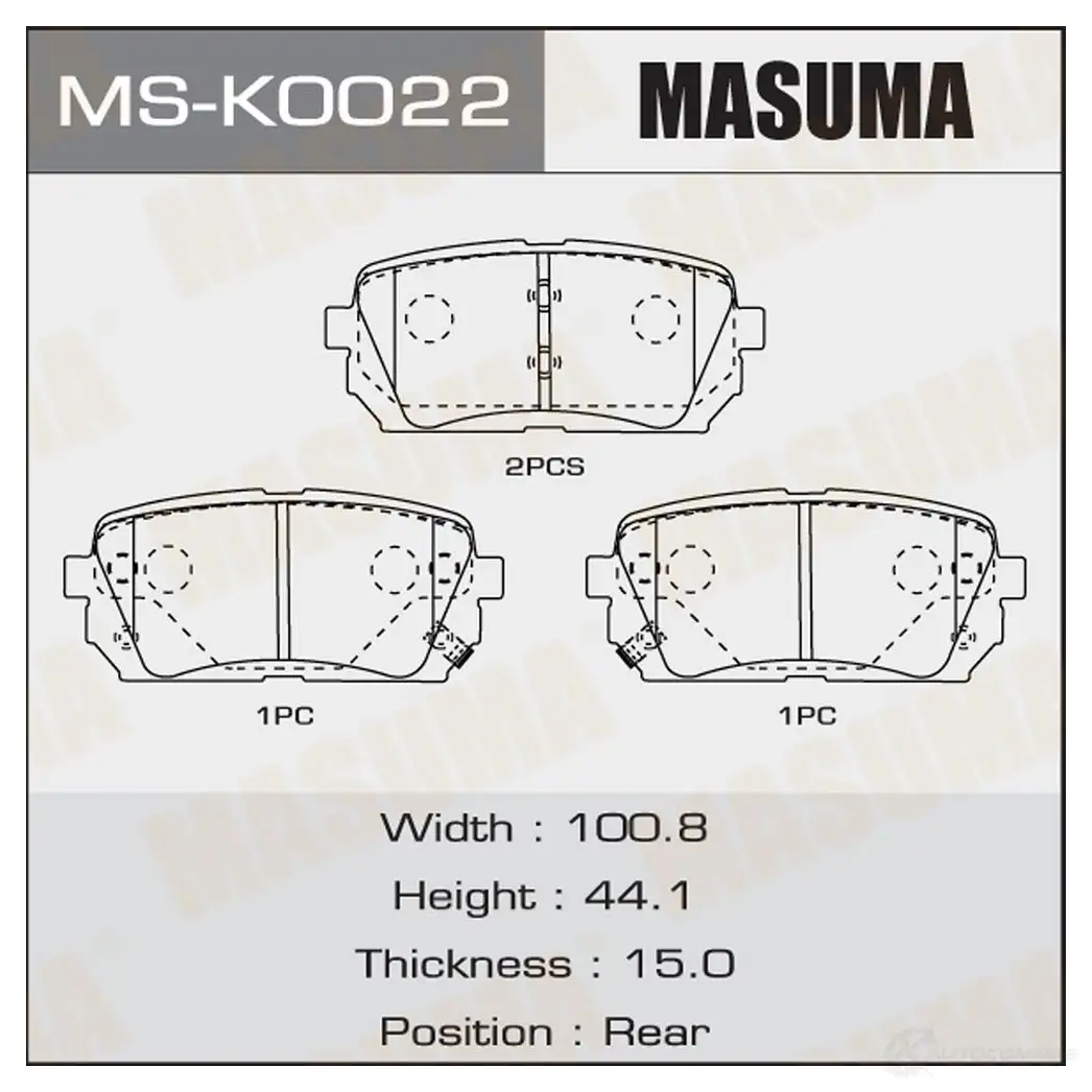 Колодки тормозные дисковые MASUMA J 2L3D 1422881677 4560116723843 MS-K0022 изображение 0