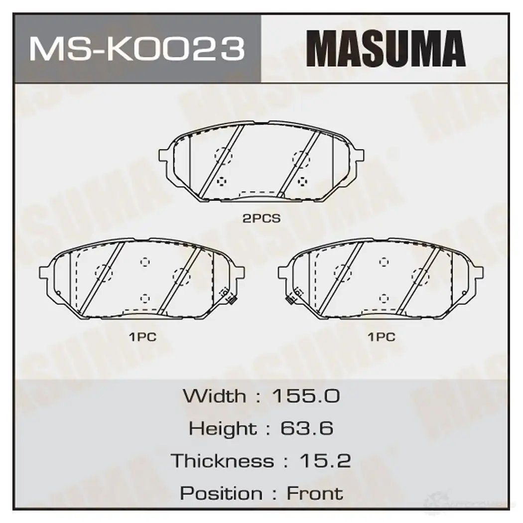 Колодки тормозные дисковые MASUMA 1422881556 MS-K0023 9XZBPG A 4560116723850 изображение 0