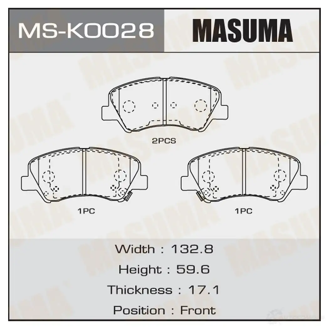 Колодки тормозные дисковые MASUMA 74X O7 4560116723881 1422881676 MS-K0028 изображение 0