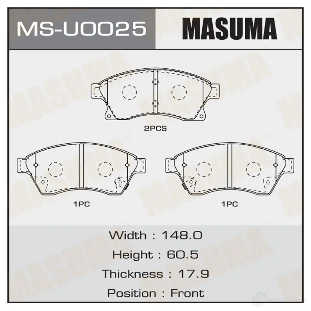 Колодки тормозные дисковые MASUMA Q WW8L 1420577357 4560116723447 MS-U0025 изображение 0