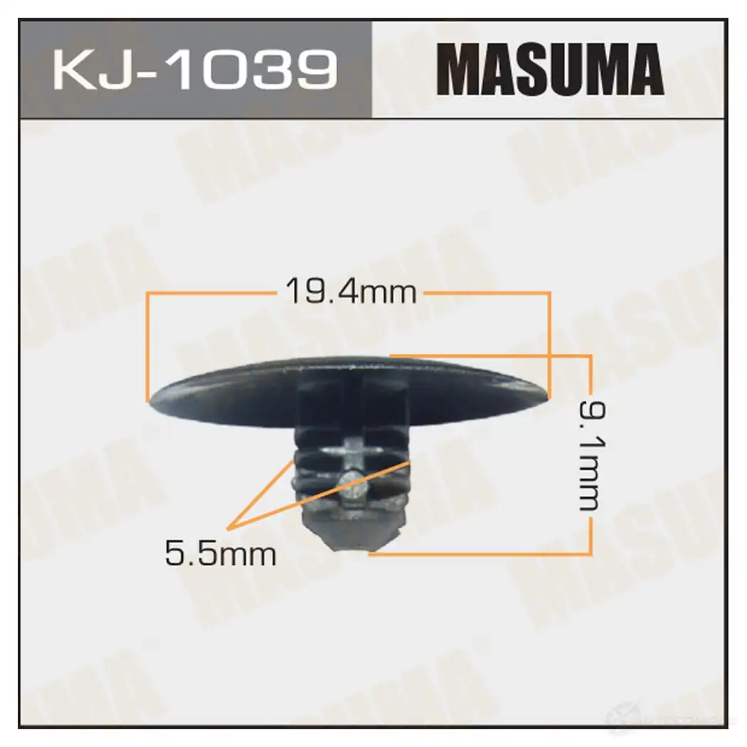 Клипса пластиковая MASUMA 1422886624 KJ-1039 Q9SF 0CN