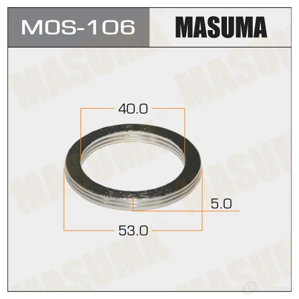 Кольцо уплотнительное глушителя 40х53 уп. 20шт MASUMA 9V6 L2ZO 1422883845 MOS-106 изображение 0