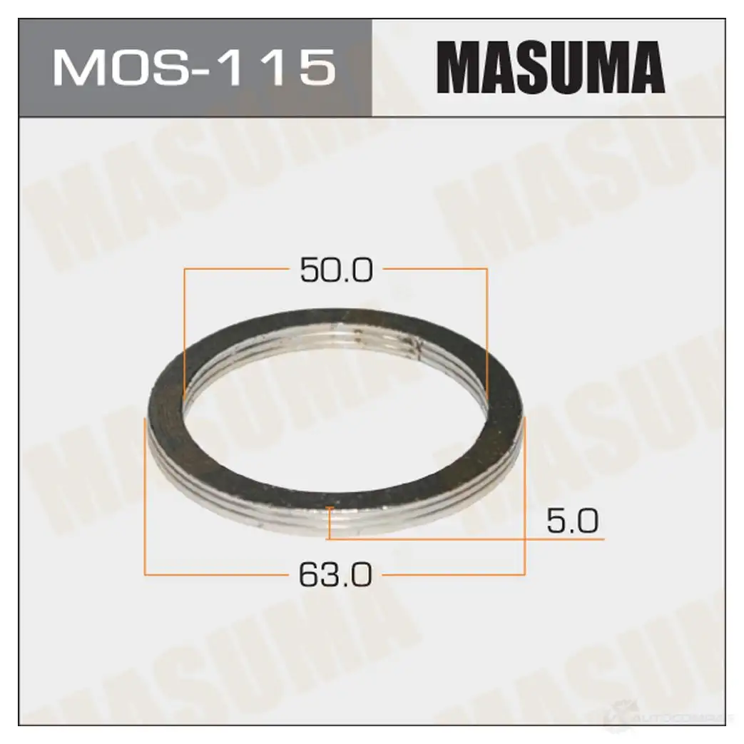 Кольцо уплотнительное глушителя 50х63 уп. 20шт MASUMA 1422883825 MOS-115 54Y9 VC изображение 0