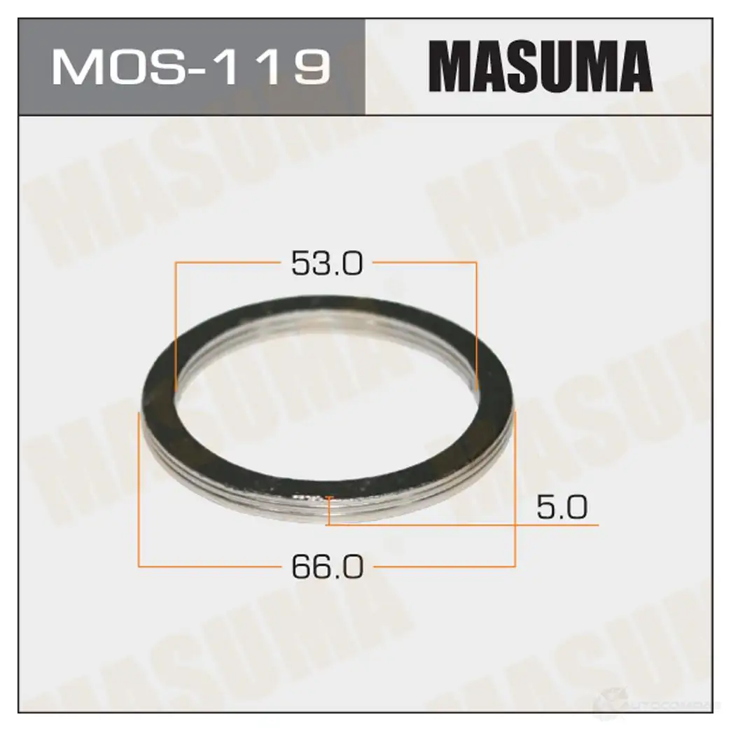 Кольцо уплотнительное глушителя 53х66 уп. 20шт MASUMA 1422883821 MOS-119 G3H 2H4D изображение 0