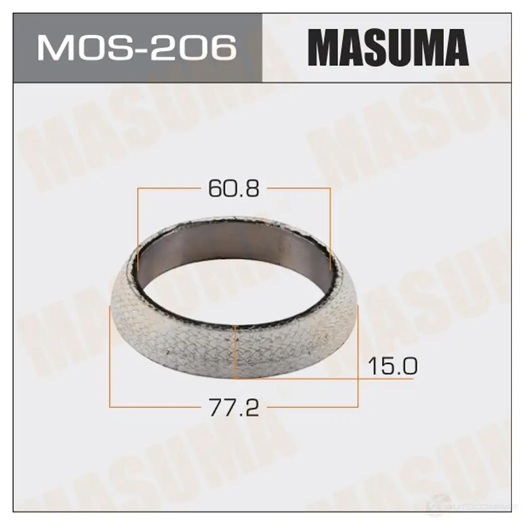 Кольцо уплотнительное глушителя 60.8x77.2x15 MASUMA 1422883832 MOS-206 F9K9 X изображение 0