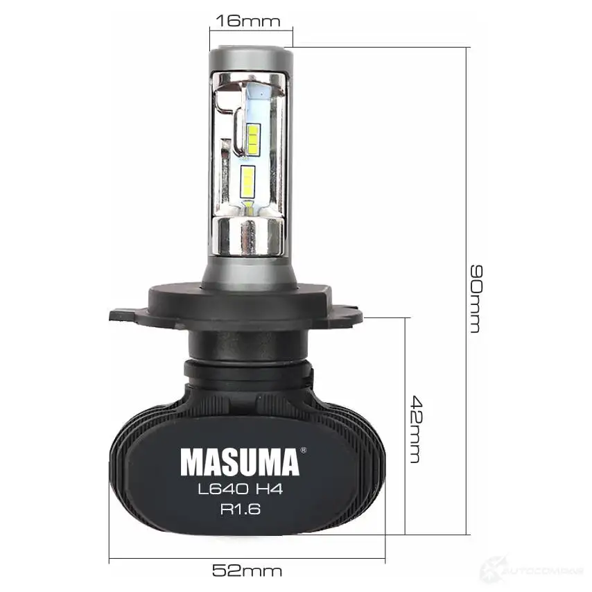 Лампы светодиодные LED H4 18W 6000K 4000Lm P43T (серия S1) MASUMA L640 1422883784 80SDP5 F изображение 1