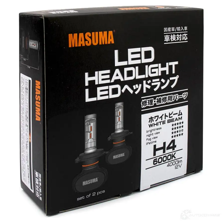 Лампы светодиодные LED H4 18W 6000K 4000Lm P43T (серия S1) MASUMA L640 1422883784 80SDP5 F изображение 5