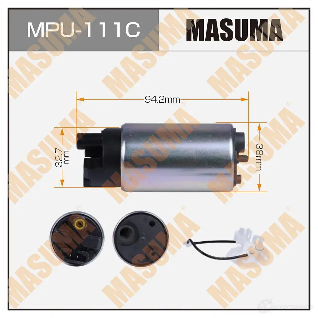 Насос топливный 100L/h, 2kg/cm2 сетка MPU-053, графитовый коллектор MASUMA GJBV 7FO 1439698577 MPU-111C изображение 0