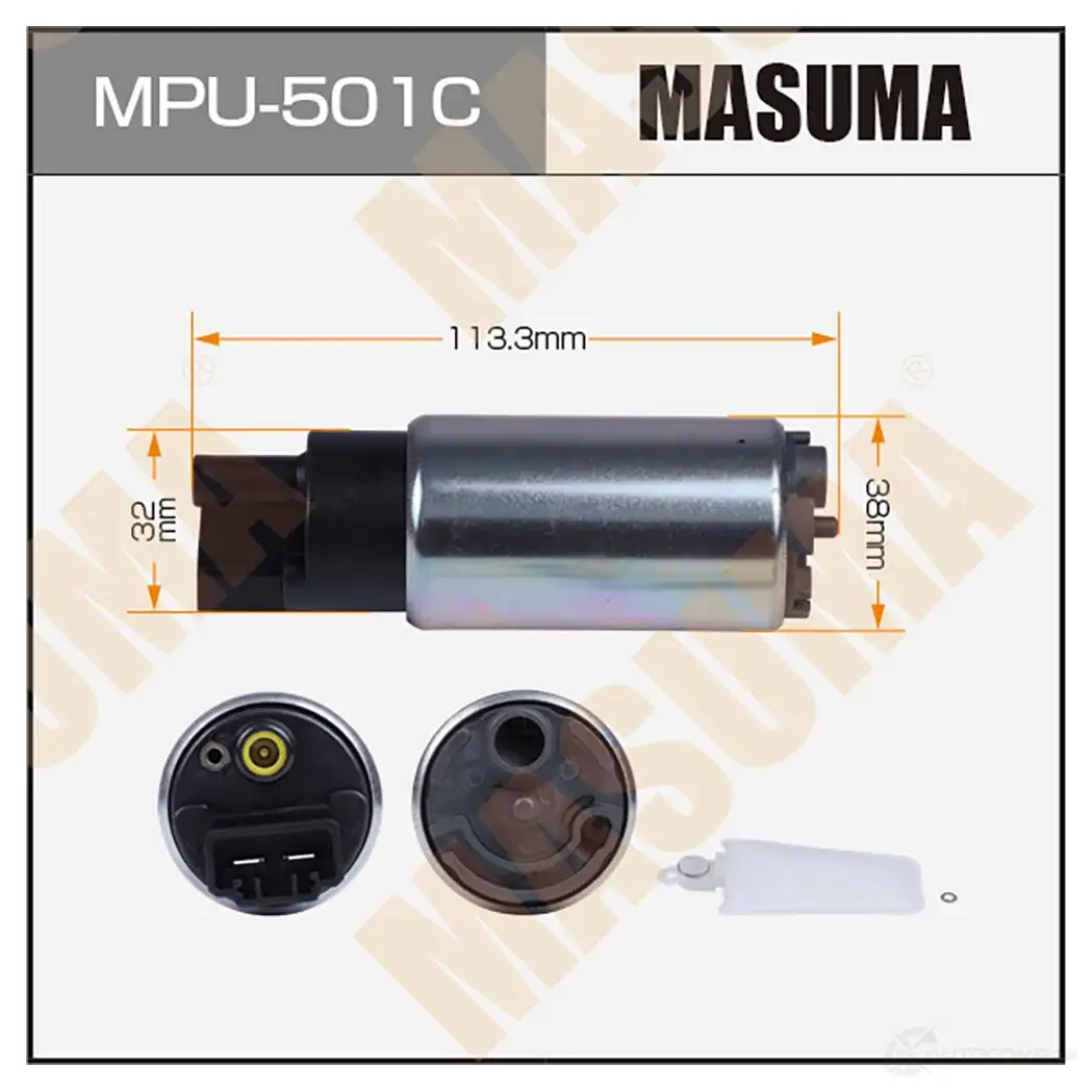 Насос топливный 100L/h, 3kg/cm2 сетка MPU-002, графитовый коллектор MASUMA MPU-501C 1439698597 KJHPV 8 изображение 0