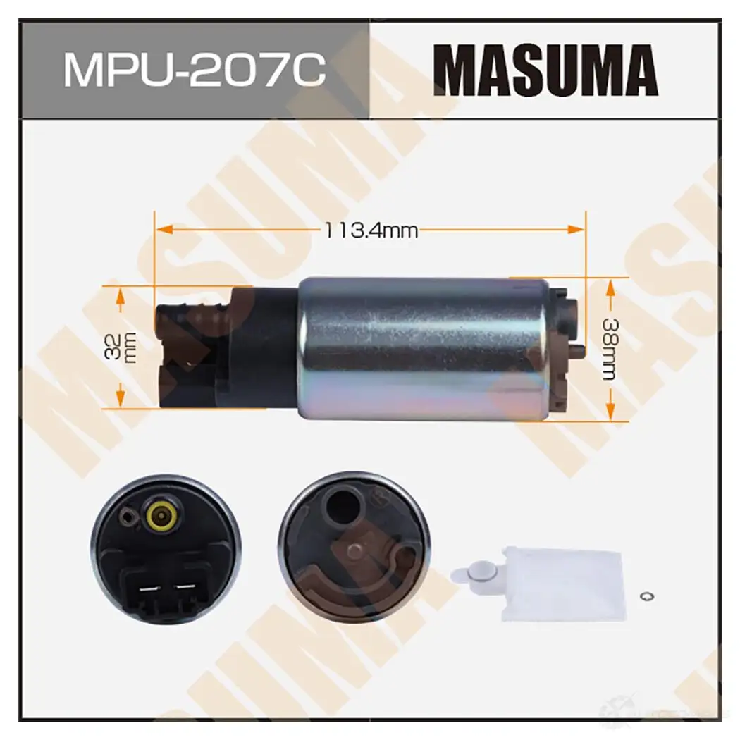 Насос топливный 100L/h, 3kg/cm2 сетка MPU-040, графитовый коллектор MASUMA Z 3TEKZ MPU-207C 1439698589 изображение 0