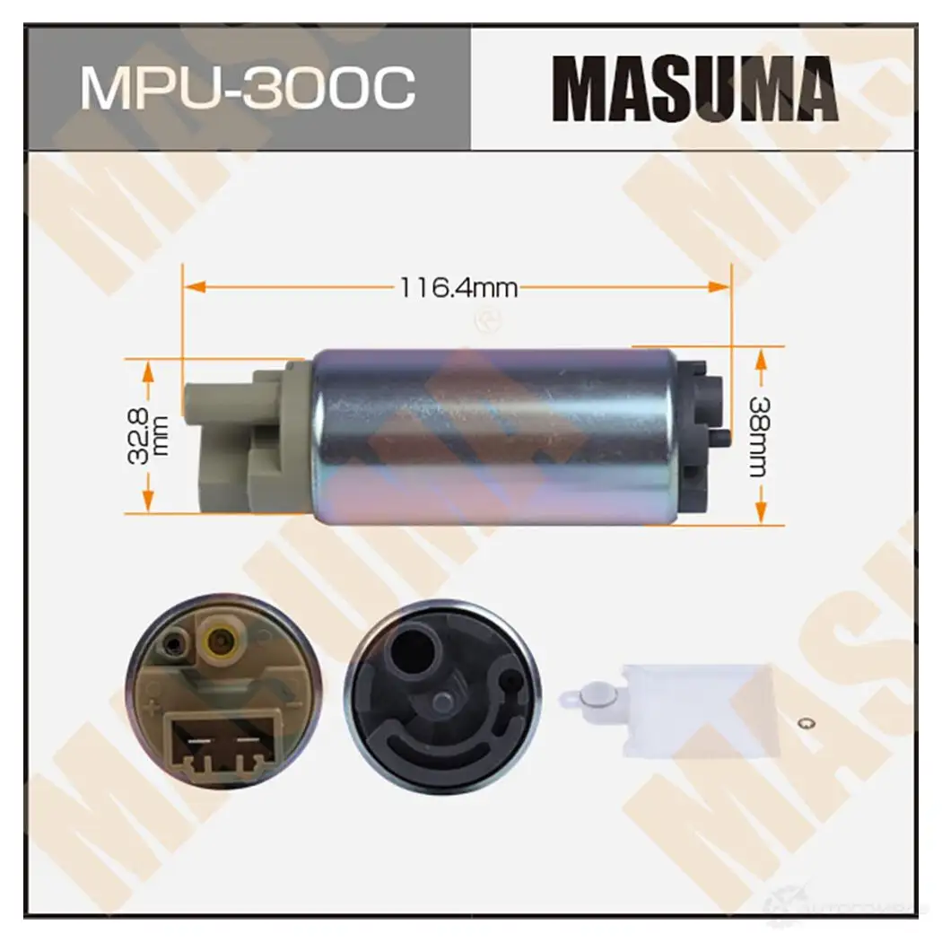 Насос топливный 100L/h, 3kg/cm2 сетка MPU-040, графитовый коллектор MASUMA MPU-300C 1439698592 B4 TPTKH изображение 0