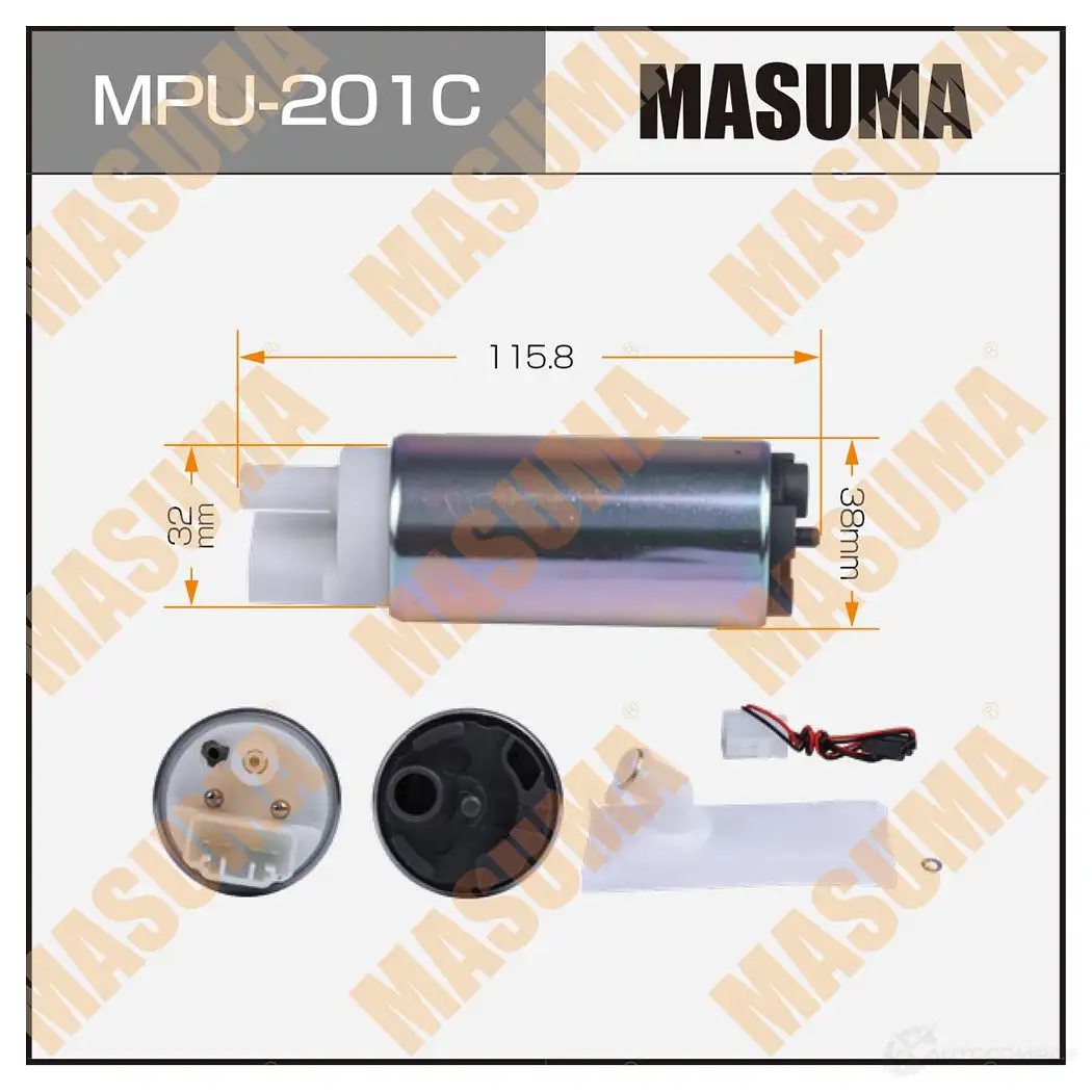 Насос топливный 100L/h, 3kg/cm2, графитовый коллектор MASUMA SO AS0CL 1439698585 MPU-201C изображение 0