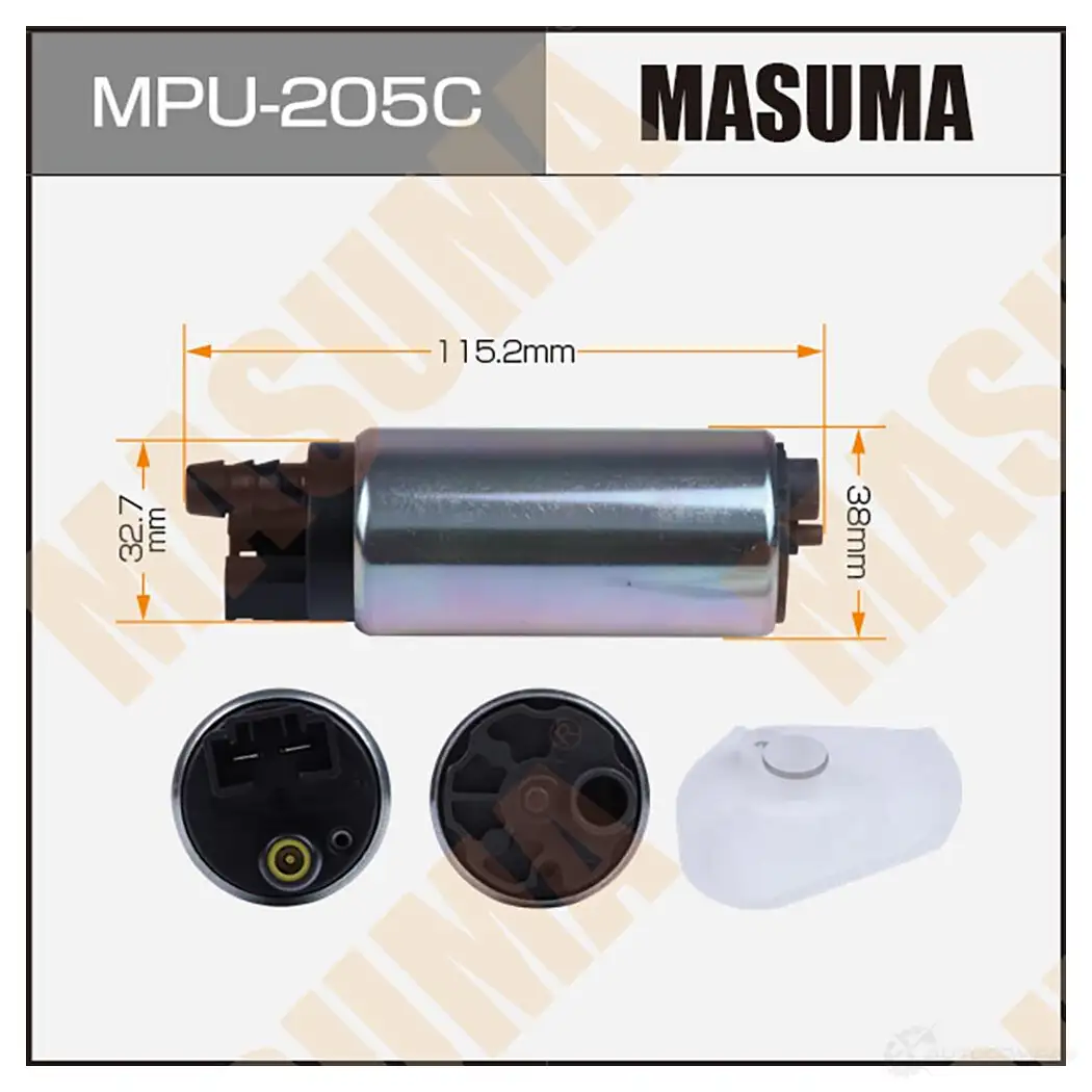 Насос топливный 100L/h, 3kg/cm2, сетка MPU-031, графитовый коллектор MASUMA MPU-205C 1439698587 I 5CBTW изображение 0