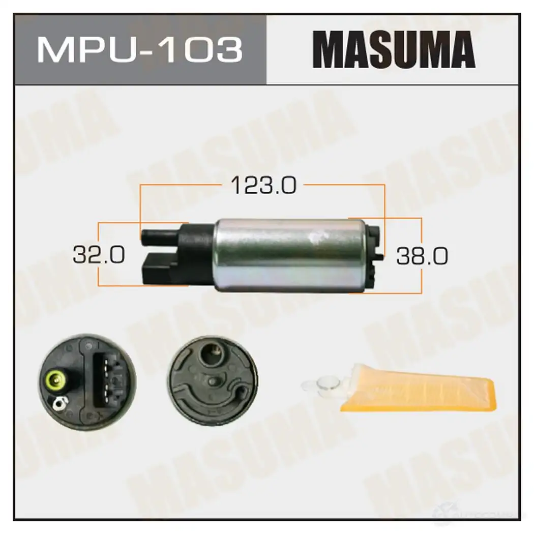 Насос топливный 150L/h, 3kg/cm2, сетка MPU-002, графитовый коллектор MASUMA 1422884647 MPU-103 UY MMD изображение 0