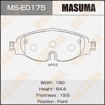 Колодки тормозные дисковые MASUMA 1440255543 MS-E0175 7U1TM YC изображение 0