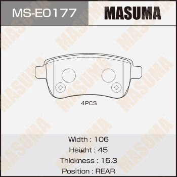 Колодки тормозные дисковые MASUMA MS-E0177 N WE0OUM 1440255544 изображение 0