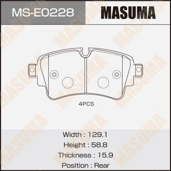 Колодки тормозные дисковые MASUMA W 1I6U 1440255546 MS-E0228 изображение 0
