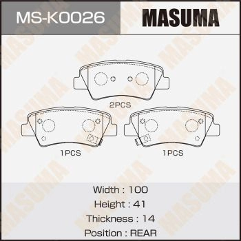 Колодки тормозные дисковые MASUMA 9 93O5 MS-K0026 1440255548 изображение 0