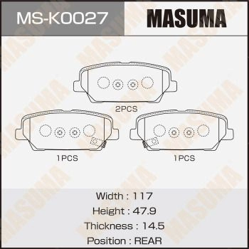Колодки тормозные дисковые MASUMA MS-K0027 T4CLI F 1440255549 изображение 0