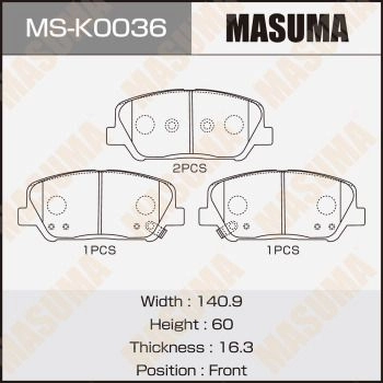 Колодки тормозные дисковые MASUMA MS-K0036 B88I V 1440255550 изображение 0