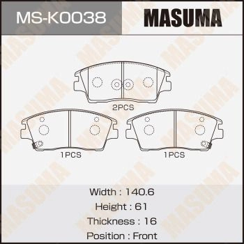 Колодки тормозные дисковые MASUMA 1440255551 SJFQI J MS-K0038 изображение 0
