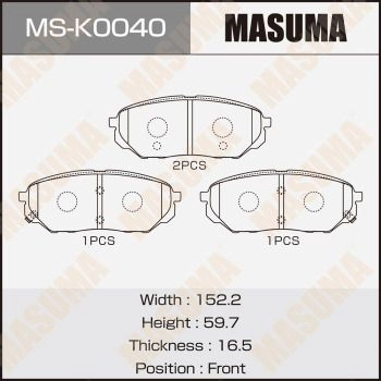 Колодки тормозные дисковые MASUMA 1440255552 L TSC9 MS-K0040 изображение 0