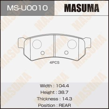 Колодки тормозные дисковые MASUMA 1440255554 MS-U0010 49GO S изображение 0