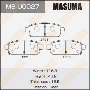 Колодки тормозные дисковые MASUMA MS-U0027 H DDO32 1440255556