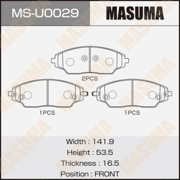 Колодки тормозные дисковые MASUMA MS-U0029 1440255557 BBBPR Z изображение 0