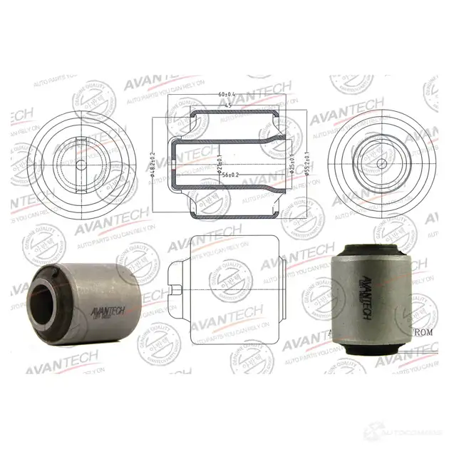 Сайлентблок переднего нижнего рычага задний (без кронштейна) (кратность 1 шт) AVANTECH 6 TWFR ASB0208 1439705837 изображение 0