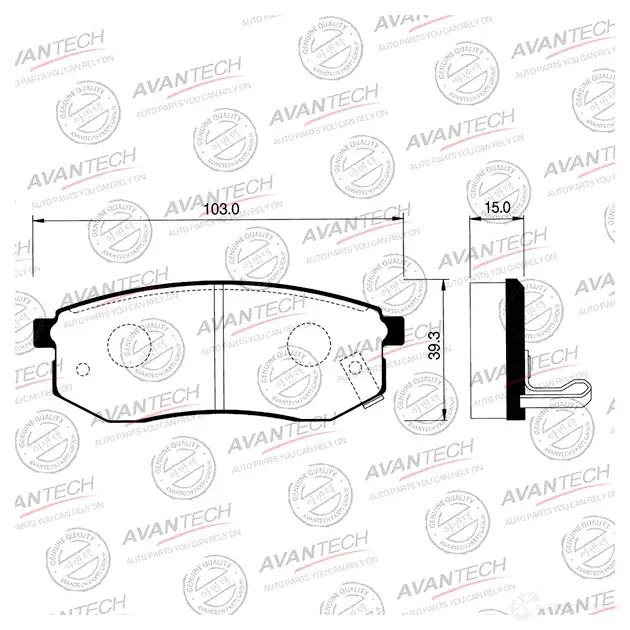 Дисковые тормозные колодки (противоскрипная пластина в компл.) AVANTECH 1439704406 AV065 M 1WN8