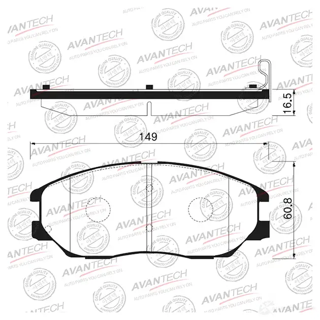 Дисковые тормозные колодки (противоскрипная пластина в компл.) AVANTECH AV081 1420938765 B ELAX0
