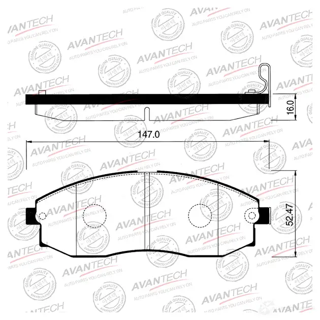 Дисковые тормозные колодки (противоскрипная пластина в компл.) AVANTECH AV087 1439704408 1P Q6N