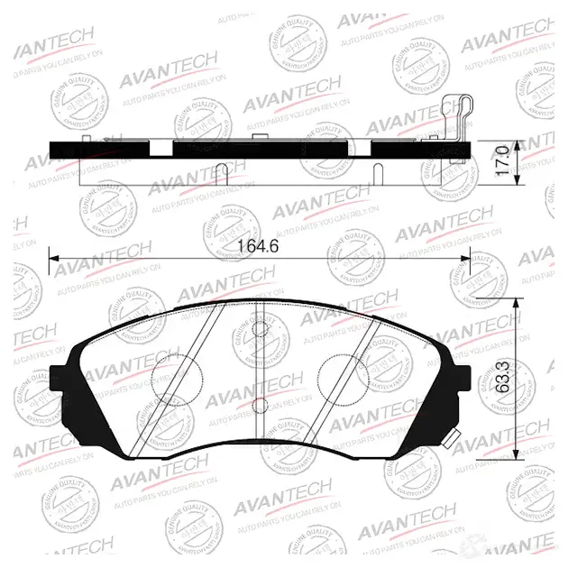 Дисковые тормозные колодки (противоскрипная пластина в компл.) AVANTECH 1420571769 AV103 MWPT F