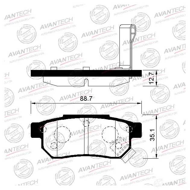 Дисковые тормозные колодки (противоскрипная пластина в компл.) AVANTECH 1420571654 AV114 2 KKFO