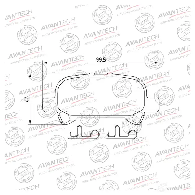 Дисковые тормозные колодки (противоскрипная пластина в компл.) AVANTECH 1439707338 AV0122 U 6HBXF изображение 0