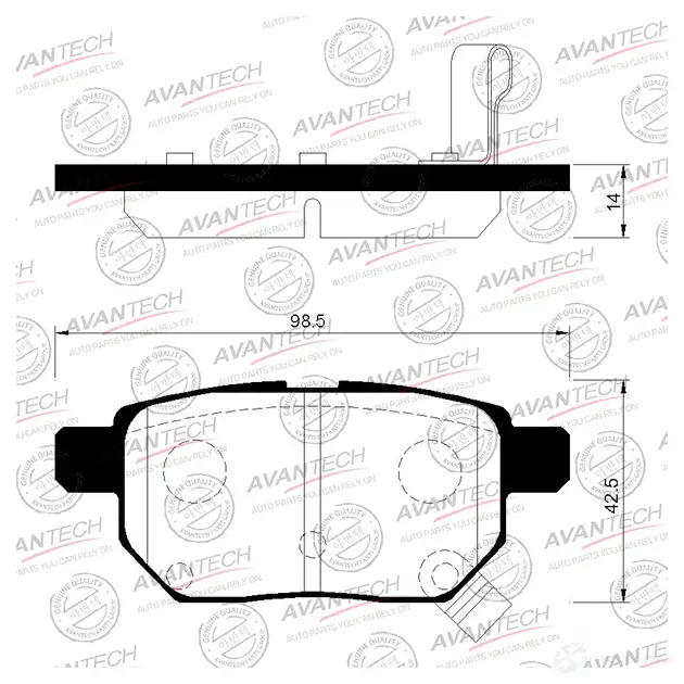 Дисковые тормозные колодки (противоскрипная пластина в компл.) AVANTECH AV136 YUD9VB Z 1420571379 изображение 0