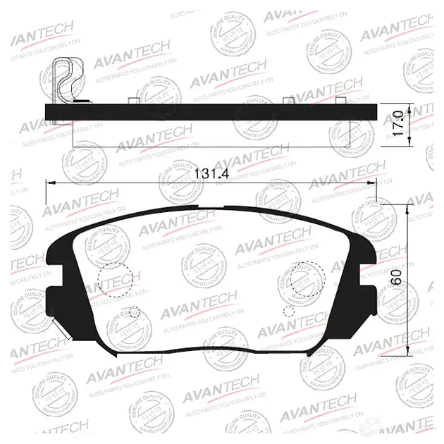 Дисковые тормозные колодки (противоскрипная пластина в компл.) AVANTECH 1420571767 AV145 6RYF X7