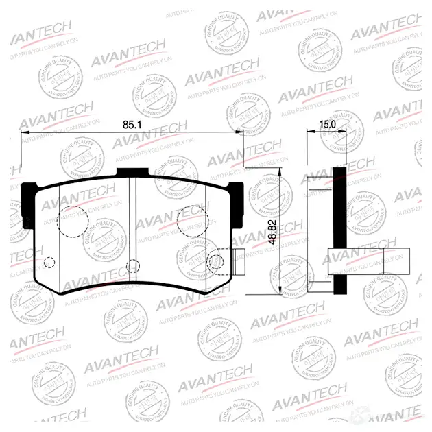 Дисковые тормозные колодки (противоскрипная пластина в компл.) AVANTECH AV155 3U WWI 1420571242