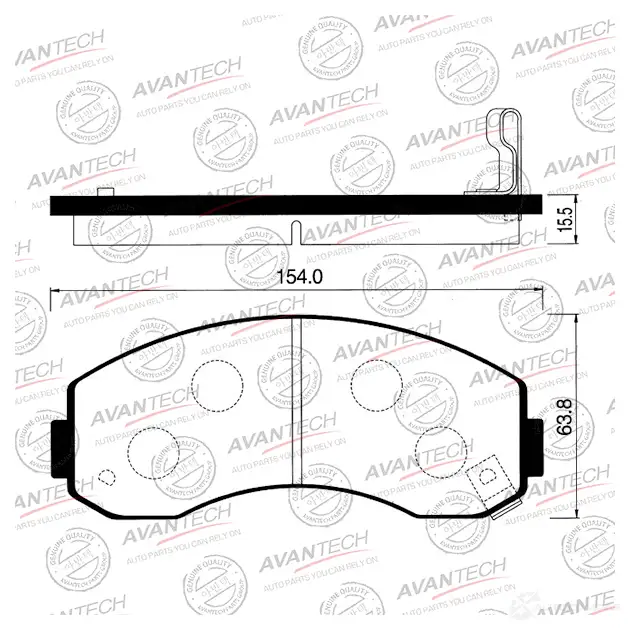 Дисковые тормозные колодки (противоскрипная пластина в компл.) AVANTECH 3NZW U AV190 1420571777 изображение 0