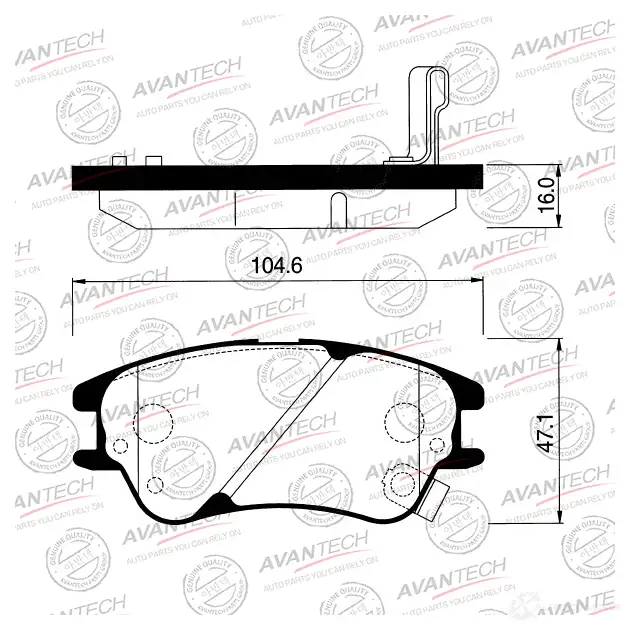 Дисковые тормозные колодки (противоскрипная пластина в компл.) AVANTECH AV196 RG ODEJ2 1439704414