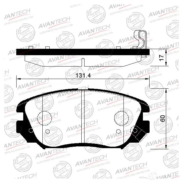 Дисковые тормозные колодки (противоскрипная пластина в компл.) AVANTECH 771 QNG AV203 1439704416