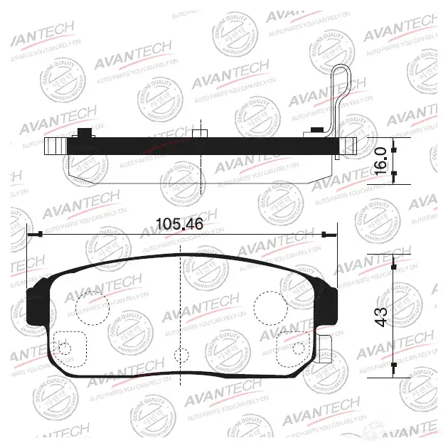Дисковые тормозные колодки (противоскрипная пластина в компл.) AVANTECH AV205 JG A6V 1439704417 изображение 0