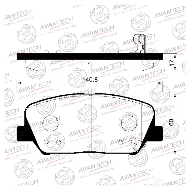 Дисковые тормозные колодки (противоскрипная пластина в компл.) AVANTECH AV211 F B2WDCK 1420571737