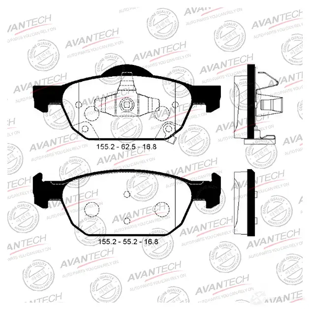 Дисковые тормозные колодки (противоскрипная пластина в компл.) AVANTECH 1420571395 PD 8QO29 AV572