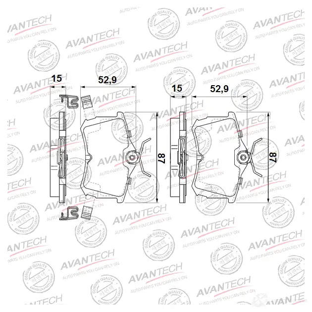 Дисковые тормозные колодки (противоскрипная пластина в компл.) AVANTECH AV578 IGYK P 1420571210