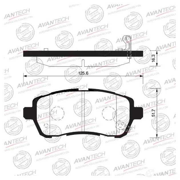 Дисковые тормозные колодки (противоскрипная пластина в компл.) AVANTECH E DI2A 1420571750 AV652 изображение 0