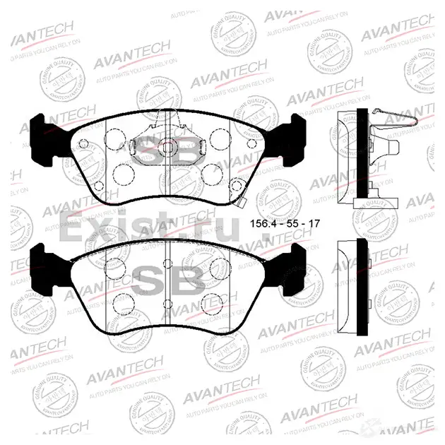 Дисковые тормозные колодки (противоскрипная пластина в компл.) AVANTECH AV819 1420571754 YOFW G
